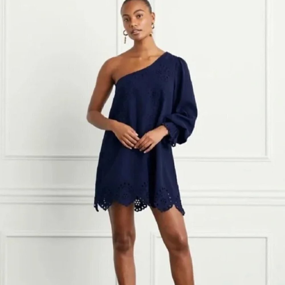 NWT Hill House Mila Navy Linen One Shoulder Mini Dress